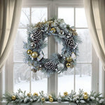 24" Silver & Gold Frosted Fir Wreath | Timeless Luxury - Napa Valley Wildflower Co.