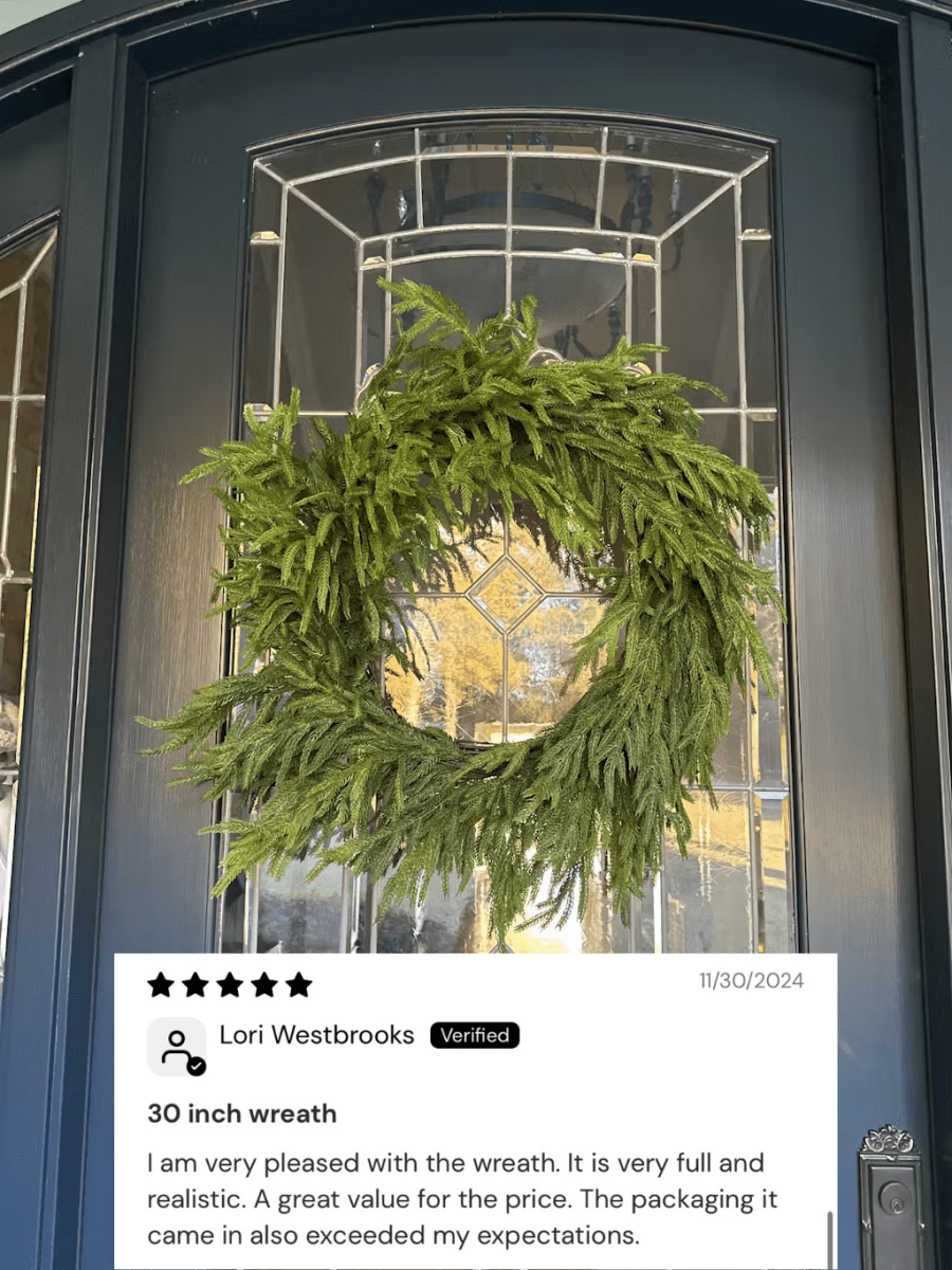30'' Real Touch Norfolk Pine Christmas Wreath - Napa Valley Wildflower Co.