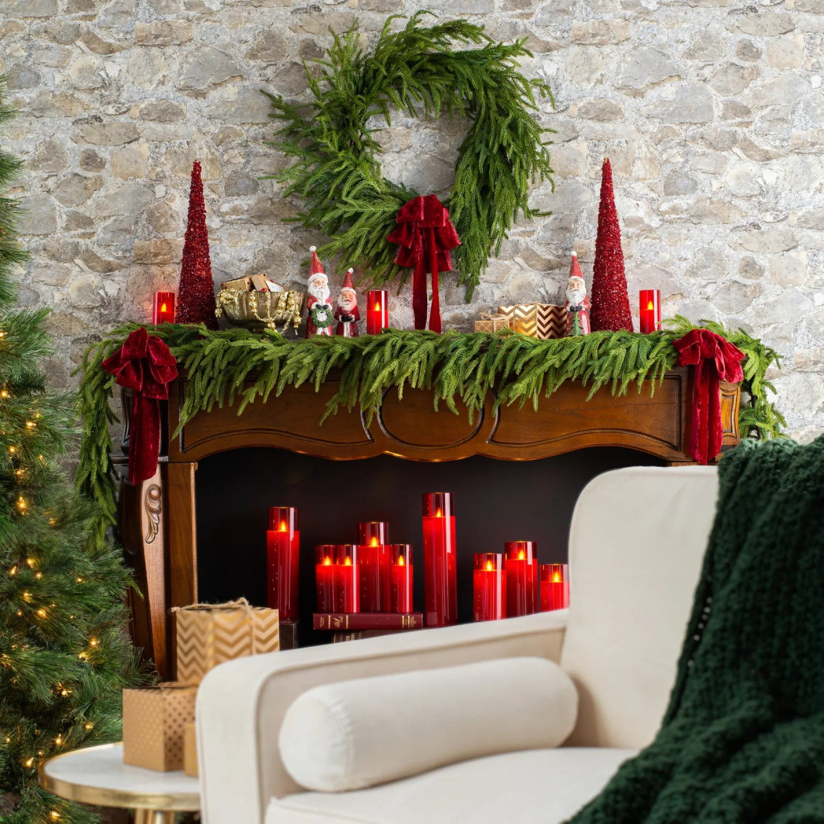 30'' Real Touch Norfolk Pine Christmas Wreath - Napa Valley Wildflower Co.