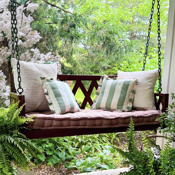 Brown Porch Swing with Cushion - Napa Valley Wildflower Co.