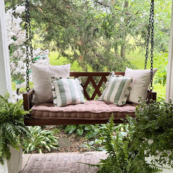 Brown Porch Swing with Cushion - Napa Valley Wildflower Co.