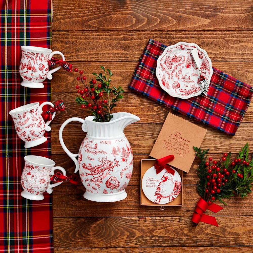 Christmas Print Toile Mug - Elegance for Your Holiday Sips - Napa Valley Wildflower Co.