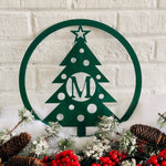 Custom Monogram Christmas Tree Metal Sign | Door Hanger - Napa Valley Wildflower Co.