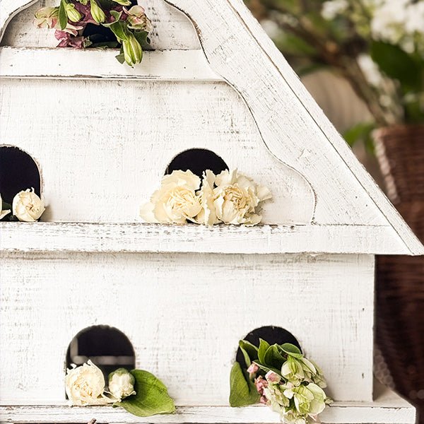 Distressed White Wood Functional Bird House | Outdoor Rated - Napa Valley Wildflower Co.
