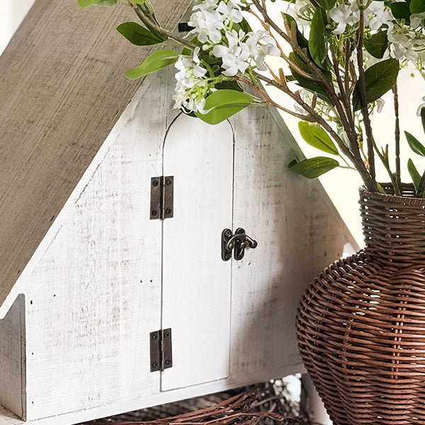 Distressed White Wood Functional Bird House | Outdoor Rated - Napa Valley Wildflower Co.