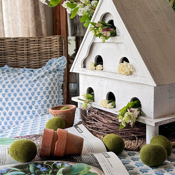 Distressed White Wood Functional Bird House | Outdoor Rated - Napa Valley Wildflower Co.