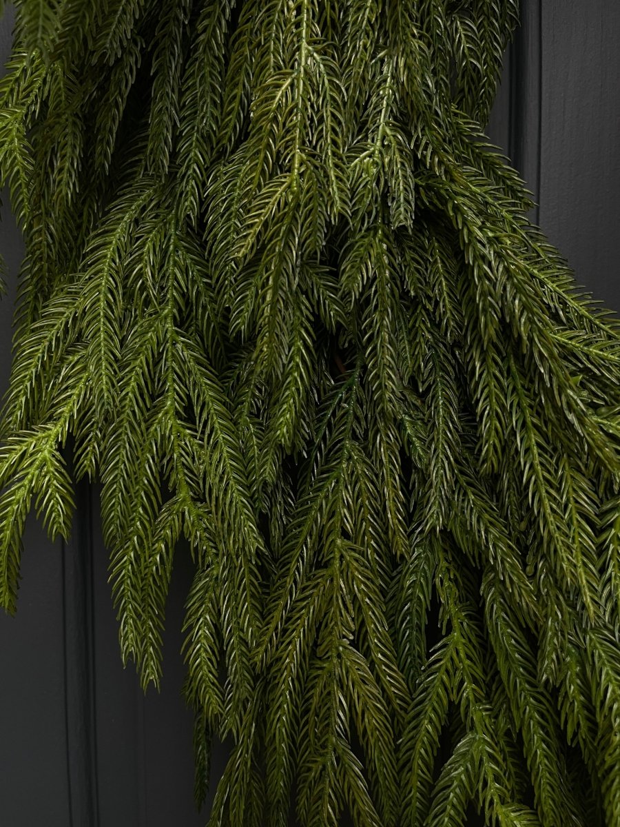 Faux Norfolk Pine Wreath with Red Velvet Bow - Napa Valley Wildflower Co.