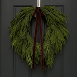 Faux Norfolk Pine Wreath with Red Velvet Bow - Napa Valley Wildflower Co.