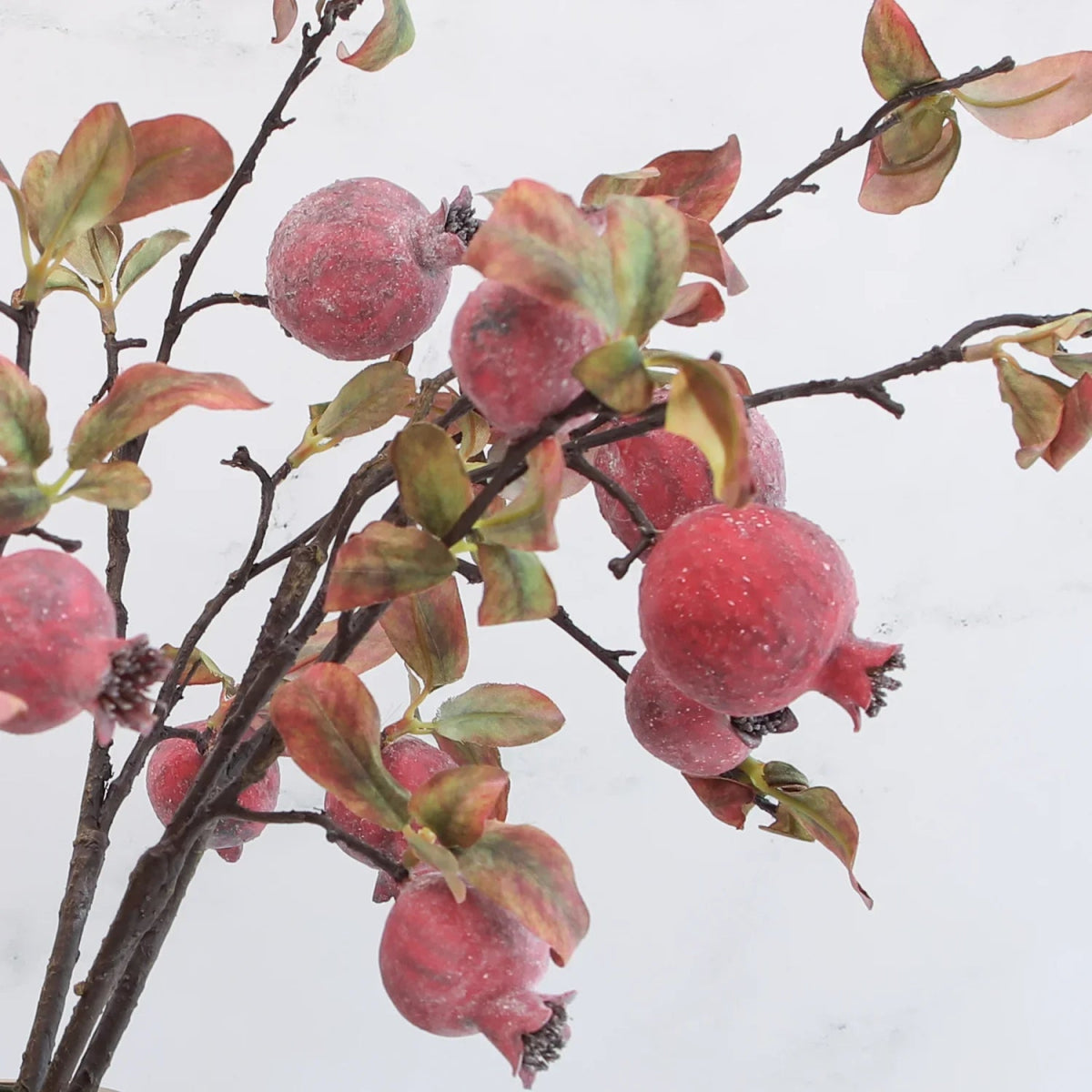 Faux Pomegranate Stem with Leaves - Napa Valley Wildflower Co.
