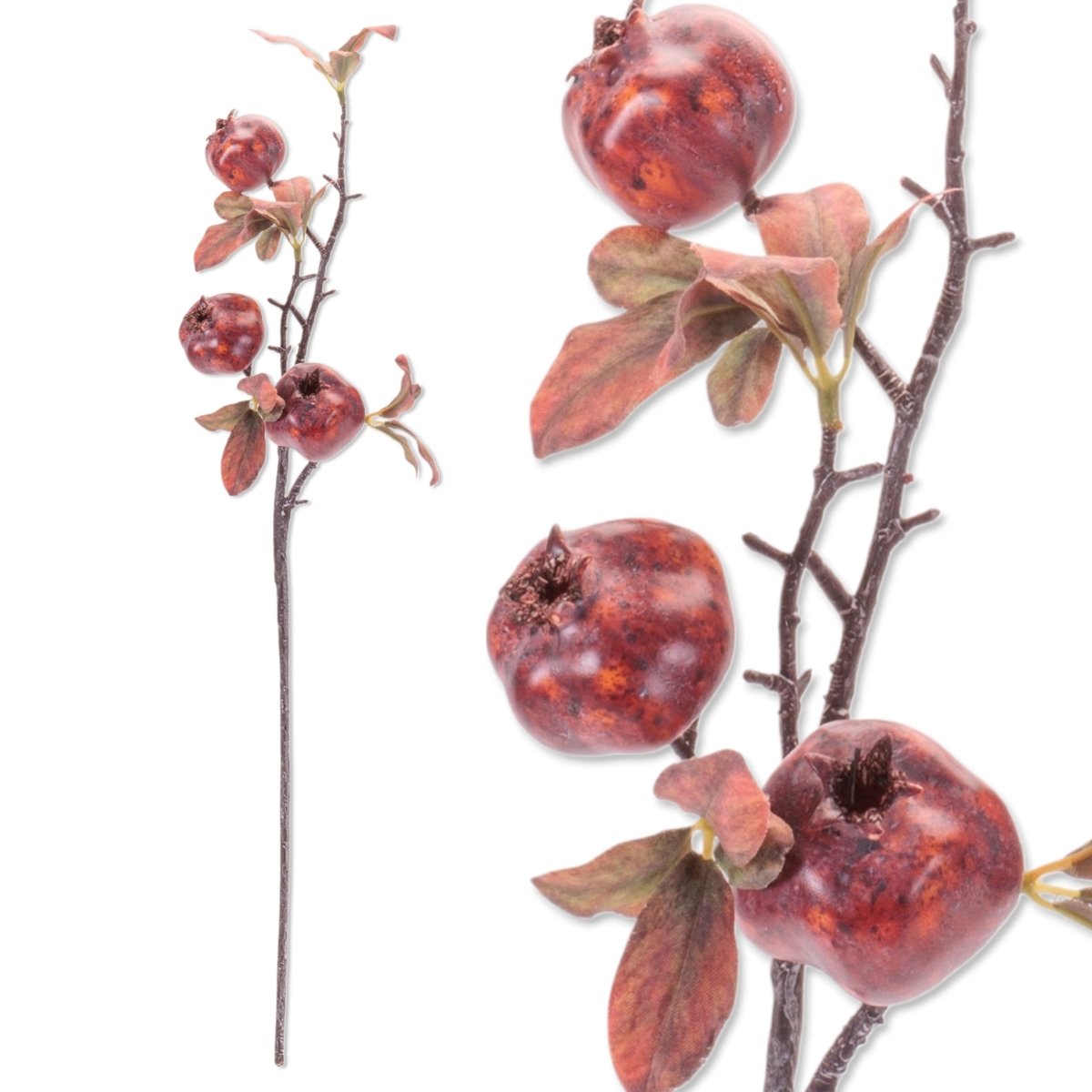 Faux Pomegranate Stem with Leaves - Napa Valley Wildflower Co.
