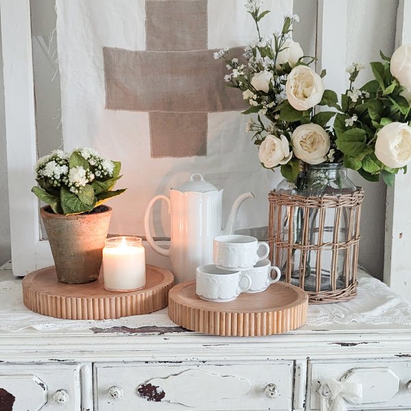 Fluted Wooden Display Trays, Set of Two - Napa Valley Wildflower Co.