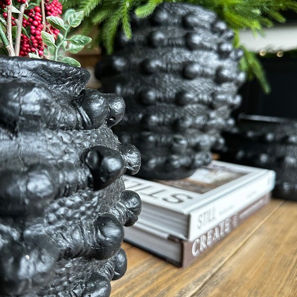 Handcrafted Textured Outdoor Matte Black Planters, Set of 3 - Napa Valley Wildflower Co.