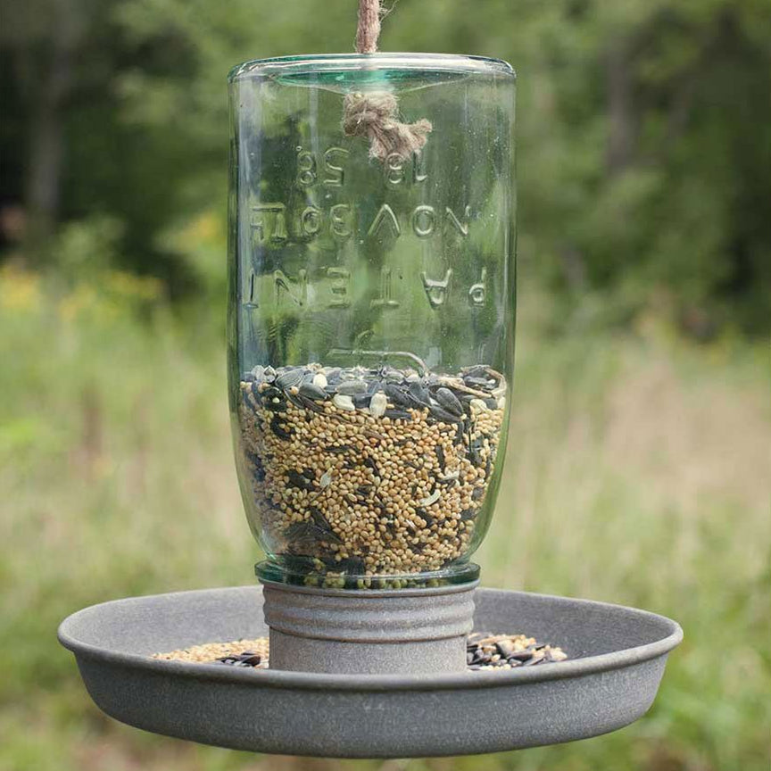 Hanging Glass Mason Jar Birdfeeder - Napa Valley Wildflower Co.