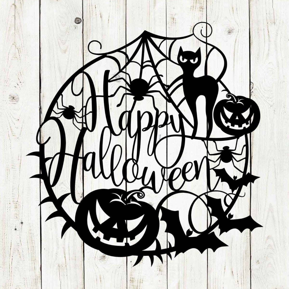Happy Halloween Web Metal Garden Yard Sign - Napa Valley Wildflower Co.