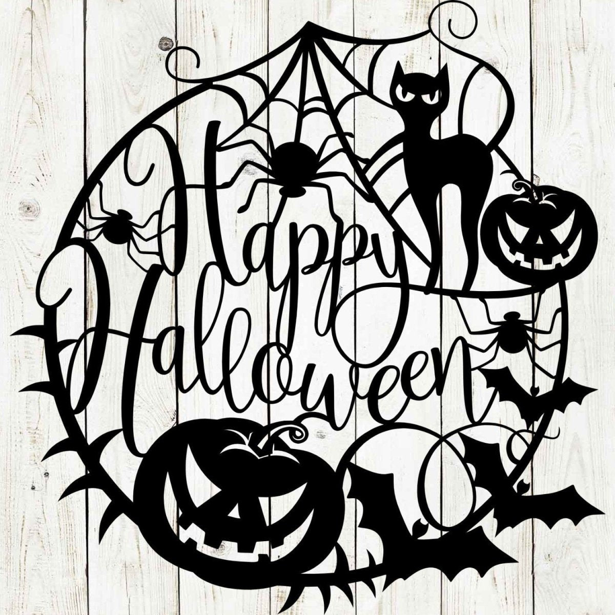 Happy Halloween Web Metal Garden Yard Sign - Napa Valley Wildflower Co.