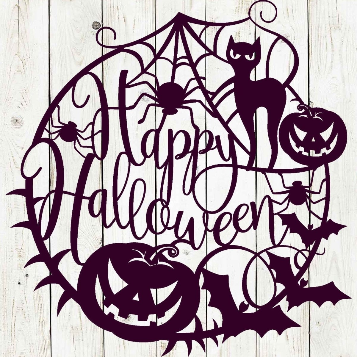 Happy Halloween Web Metal Garden Yard Sign - Napa Valley Wildflower Co.