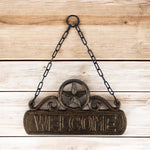 Hearty Greeting Cast Iron Welcome Plaque with Chain - Napa Valley Wildflower Co.