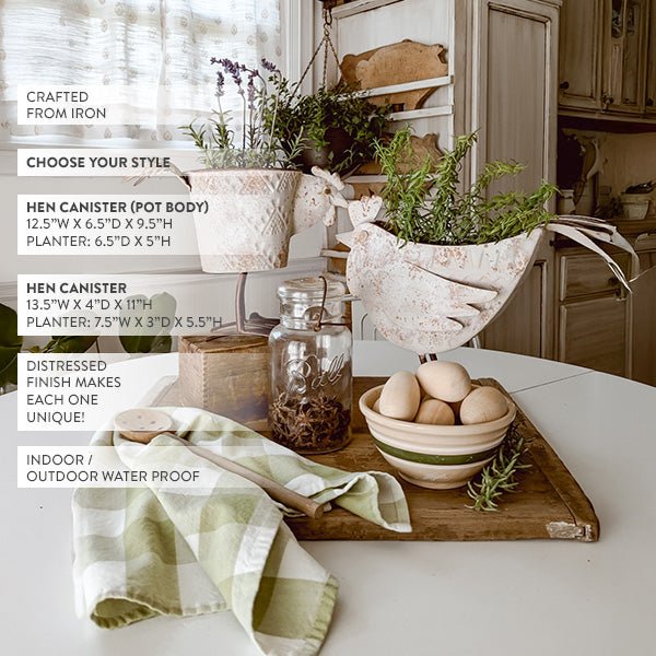 Indoor/Outdoor Distressed Hen Planter, Choose Your Style - Napa Valley Wildflower Co.