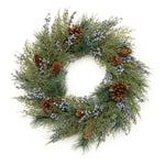 Juniper and Pinecone Mixed Pine Wreath | 24 - Inch Seasonal Accent - Napa Valley Wildflower Co.