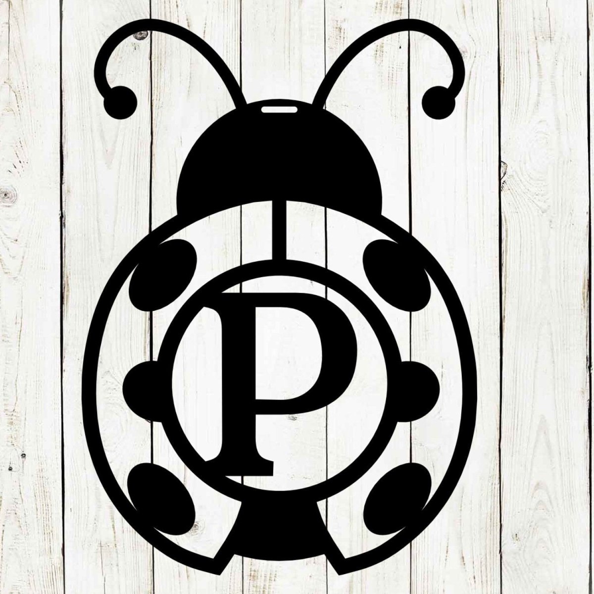 Lady Bug Monogram Door Hanger - Whimsical Spring Charm - Napa Valley Wildflower Co.
