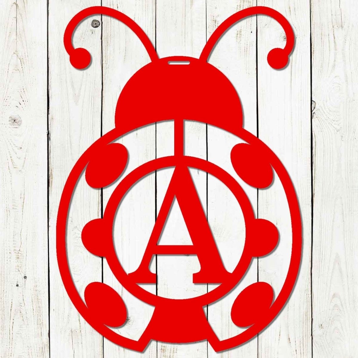 Lady Bug Monogram Door Hanger - Whimsical Spring Charm - Napa Valley Wildflower Co.