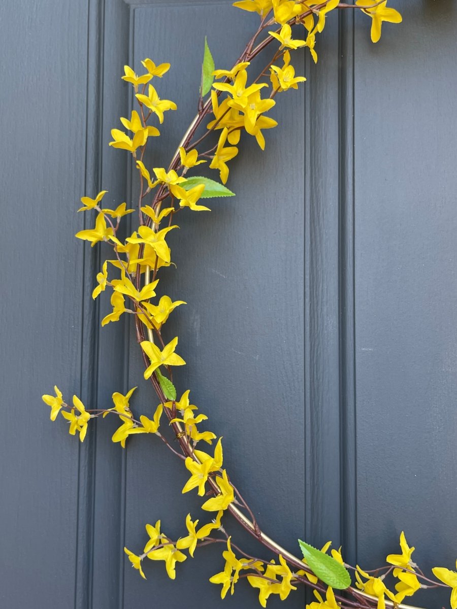 Modern Yellow Forsythia Hoop Wreath - Napa Valley Wildflower Co.