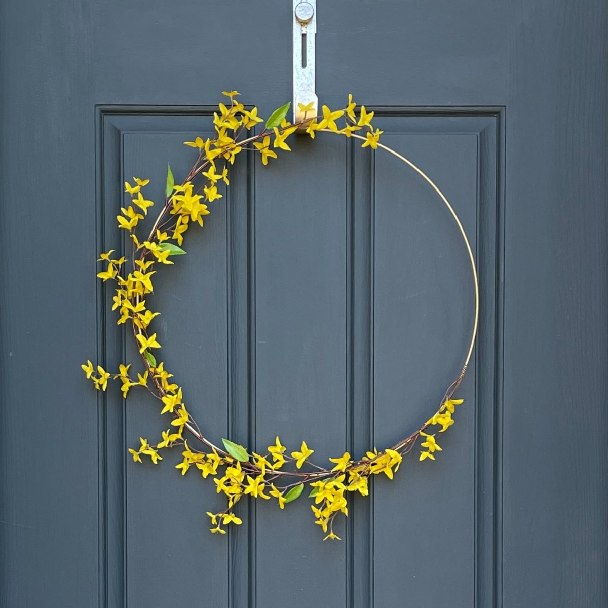 Modern Yellow Forsythia Hoop Wreath - Napa Valley Wildflower Co.