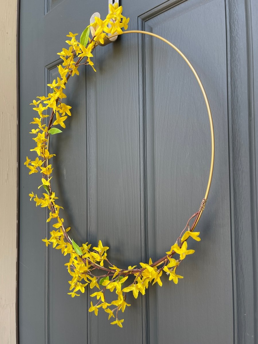 Modern Yellow Forsythia Hoop Wreath - Napa Valley Wildflower Co.