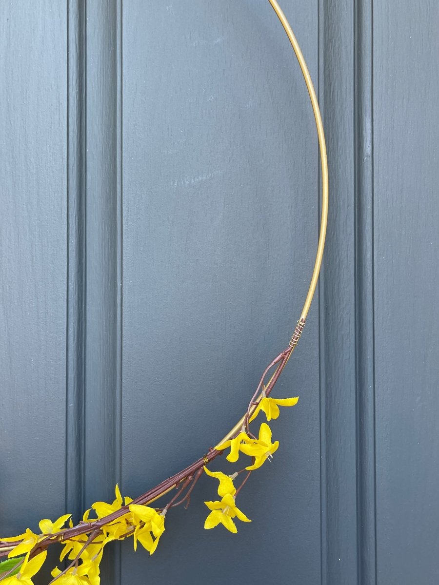 Modern Yellow Forsythia Hoop Wreath - Napa Valley Wildflower Co.