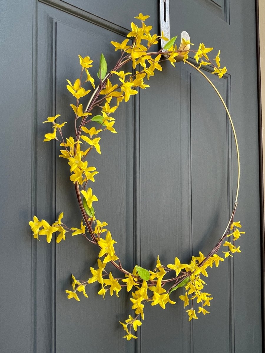 Modern Yellow Forsythia Hoop Wreath - Napa Valley Wildflower Co.