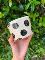 Moody Black & White Smiley Ceramic Planter – 4" Handmade - Napa Valley Wildflower Co.