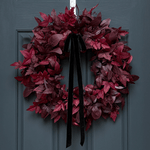 Moody Burgundy Fall & Halloween Wreath with Black Velvet Bow - Napa Valley Wildflower Co.