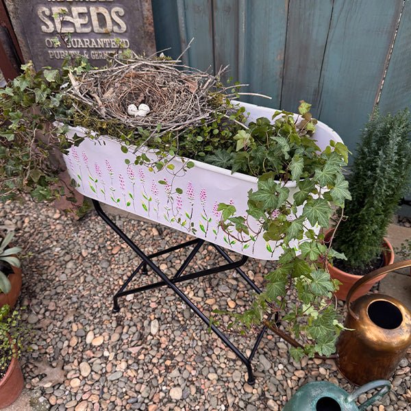 Outdoor Floral Oval Metal Plant Stand - Napa Valley Wildflower Co.