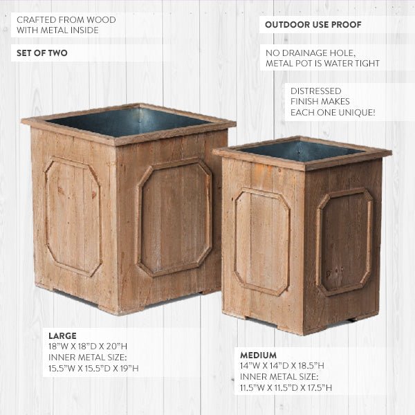 Oversized Outdoor Wooden Planters, Set of 2 - Napa Valley Wildflower Co.