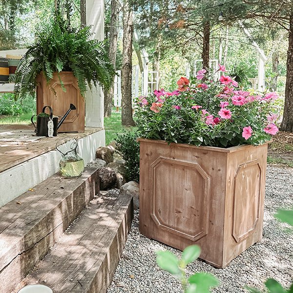 Oversized Outdoor Wooden Planters, Set of 2 - Napa Valley Wildflower Co.