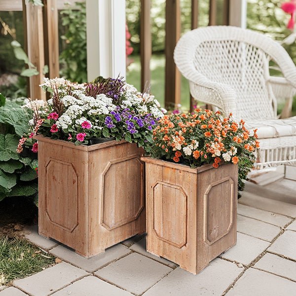 Oversized Outdoor Wooden Planters, Set of 2 - Napa Valley Wildflower Co.
