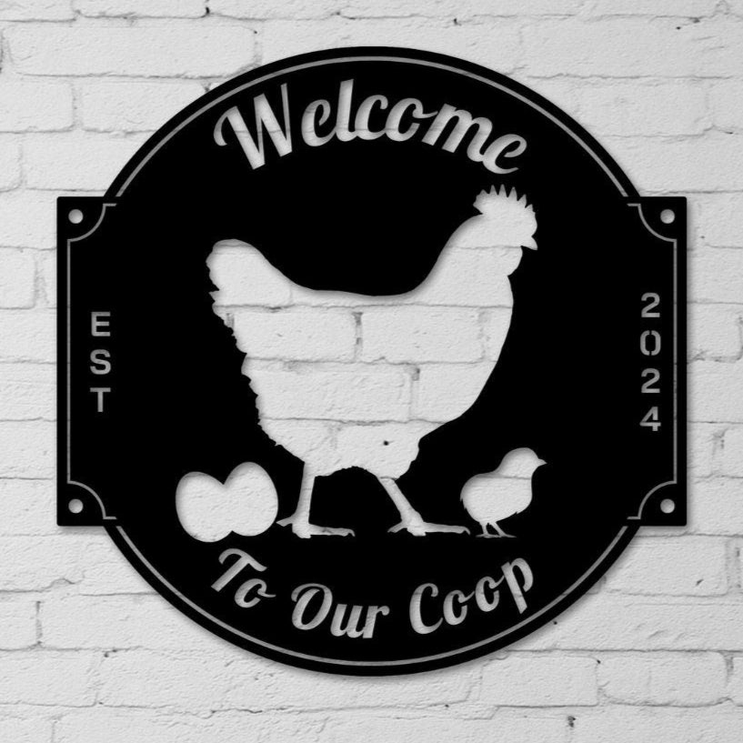 Personalized Metal Chicken Coop Sign: Custom Hen House Decor - Napa Valley Wildflower Co.