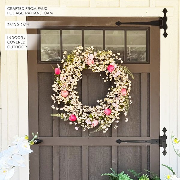 Pink Blossom Wreath | 26 - inches - Napa Valley Wildflower Co.