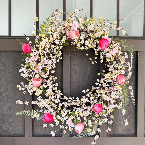 Pink Blossom Wreath | 26 - inches - Napa Valley Wildflower Co.