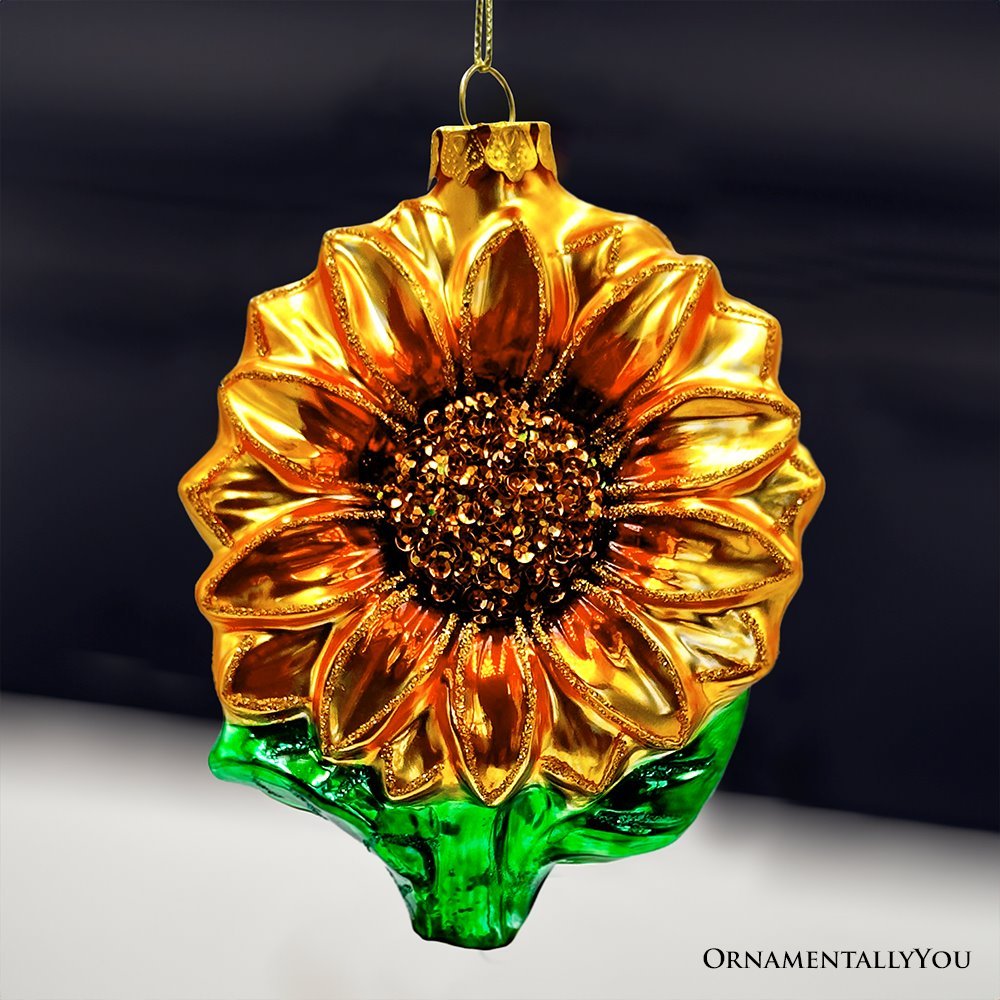 (Pre - Order) Glossy Charming Sunflower Glass Christmas Ornament - Napa Valley Wildflower Co.
