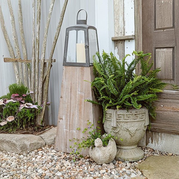Removable Metal Lanterns with Wood Base, Set of Two - Napa Valley Wildflower Co.