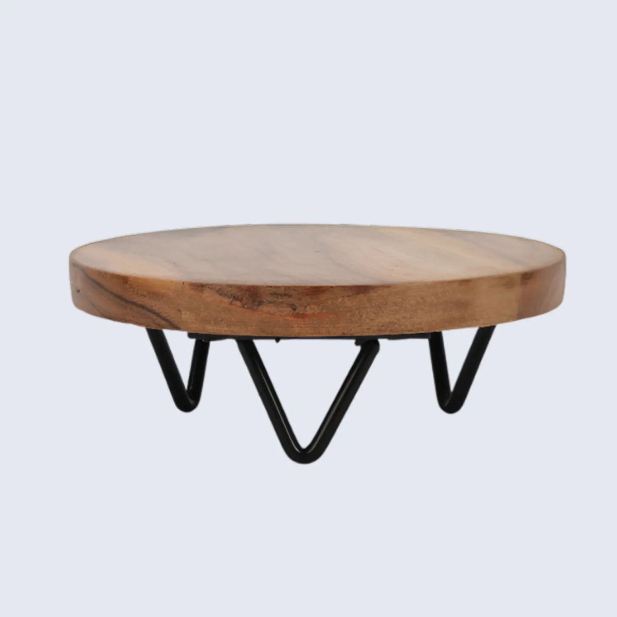 Round Trivet Acacia Wood Plant Stand, Pack of 2, Centre - Weighted, 6 & 8 Inch - Napa Valley Wildflower Co.