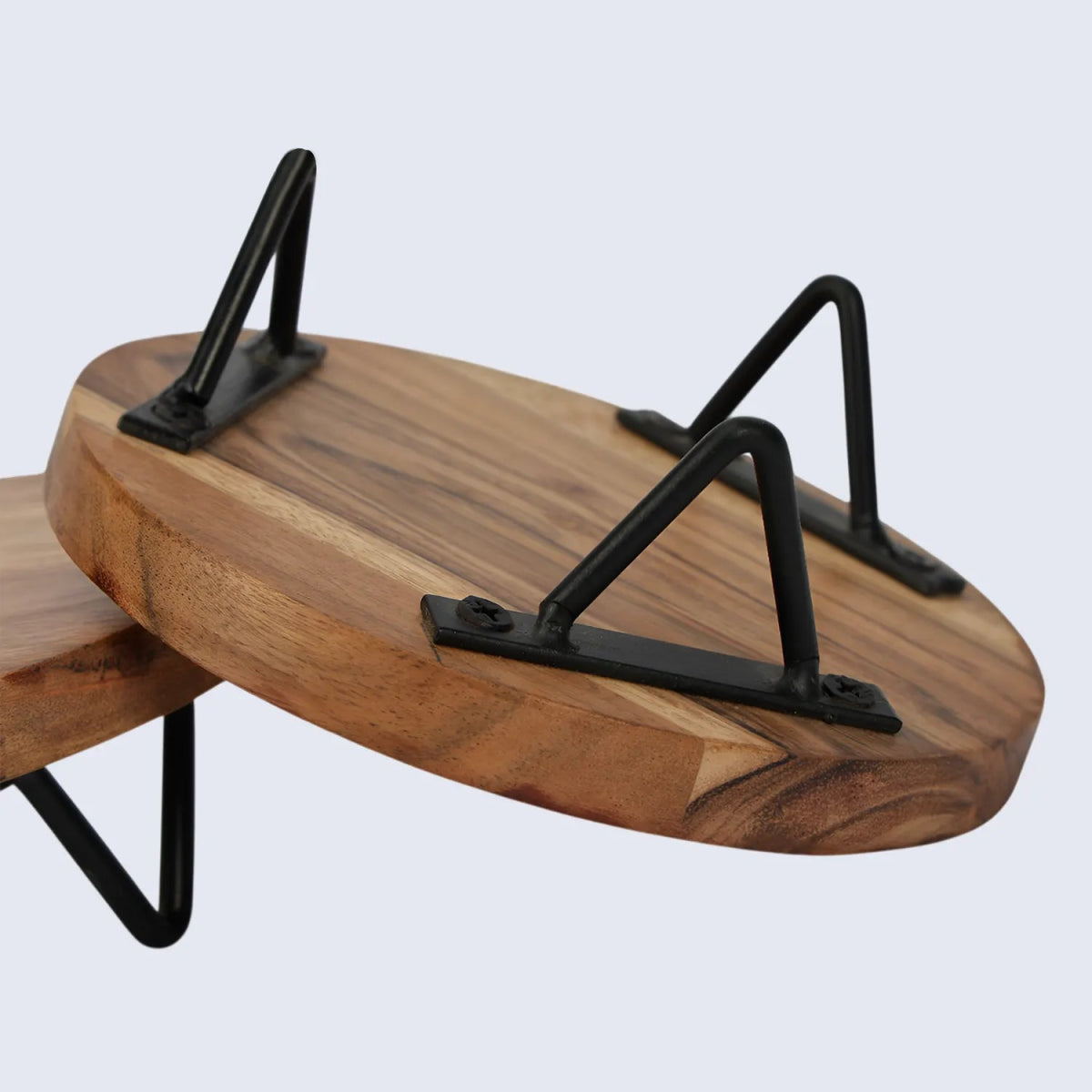 Round Trivet Acacia Wood Plant Stand, Pack of 2, Centre - Weighted, 6 & 8 Inch - Napa Valley Wildflower Co.