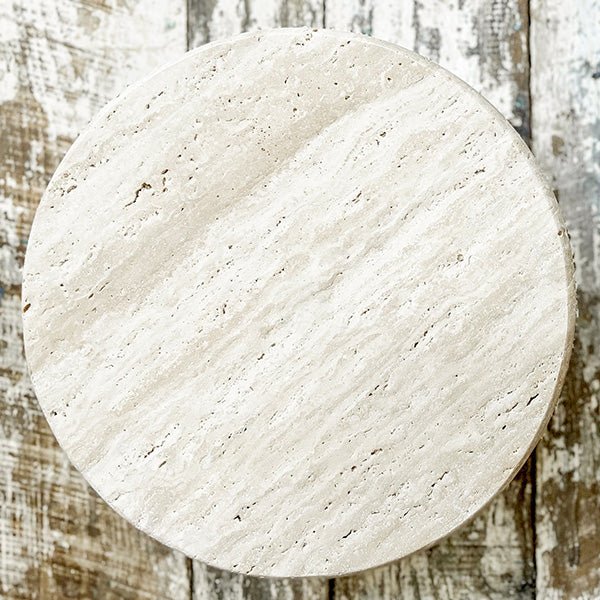 Stone Top Wood Round Decorative Risers, Set of Two - Napa Valley Wildflower Co.