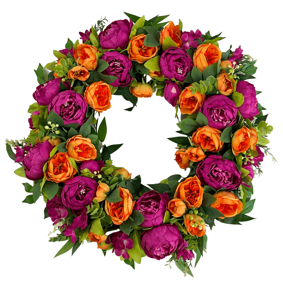 Summer Pink & Orange Peony Wreath - Napa Valley Wildflower Co.
