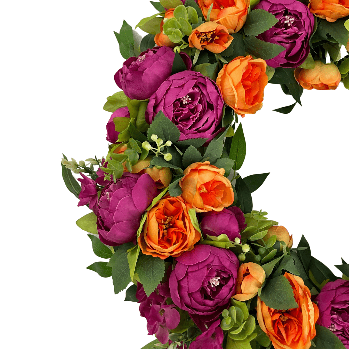 Summer Pink & Orange Peony Wreath - Napa Valley Wildflower Co.