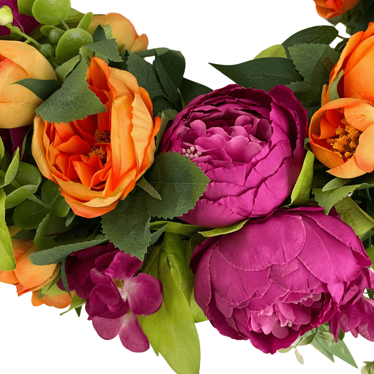 Summer Pink & Orange Peony Wreath - Napa Valley Wildflower Co.