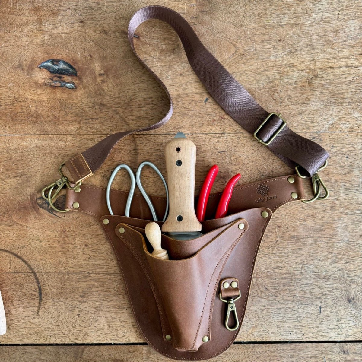 Ultimate Leather Garden Tool Belt & Holder - Extra Rivet Reinforced, Master Gardener Designed - Napa Valley Wildflower Co.