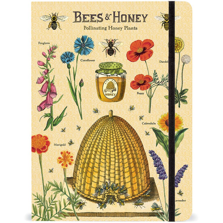 Vintage - Inspired Bees & Honey Notebook Journal with Elastic Closure - Napa Valley Wildflower Co.