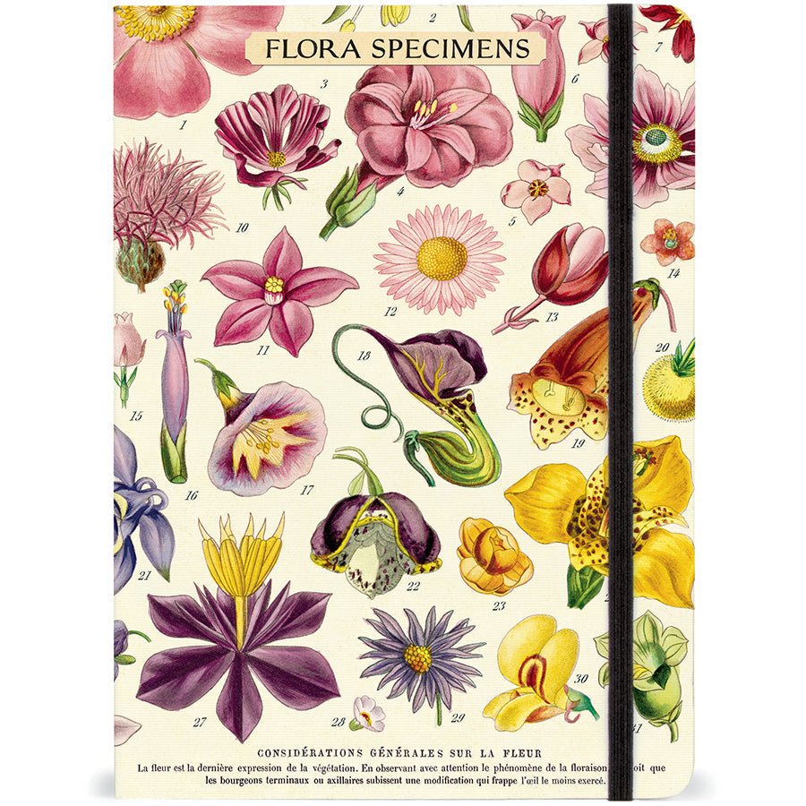 Vintage - Inspired Flora Specimens Flower Notebook Journal with Elastic Closure - Napa Valley Wildflower Co.